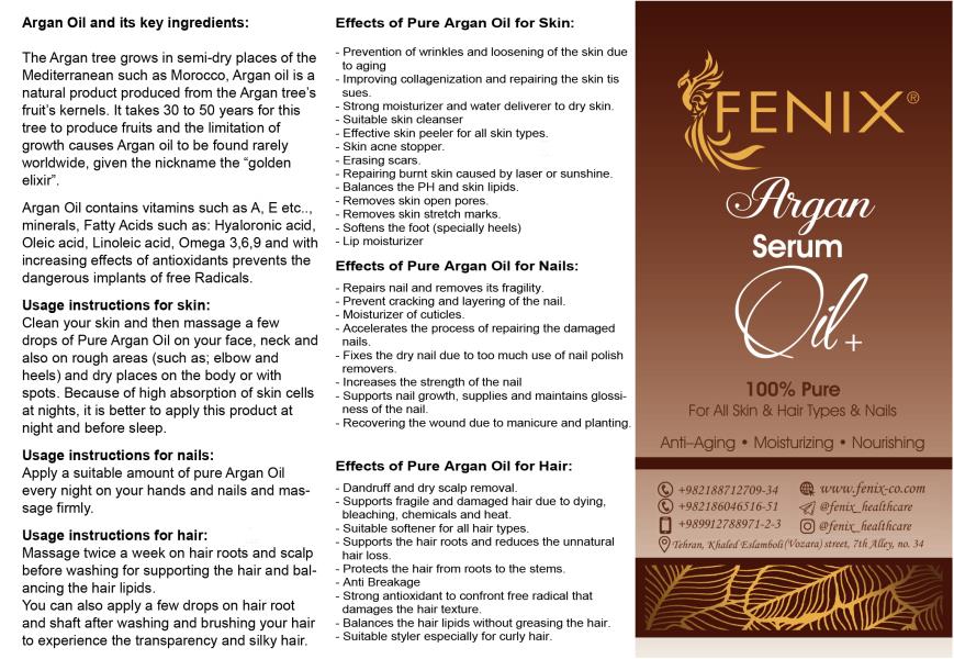Fenix's Argan Oil Brochure بروشور روغن ارگان فنیکس